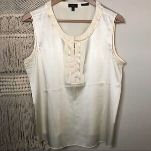 Talbots Cream Ruffle Sleeveless Silk Blouse 14P